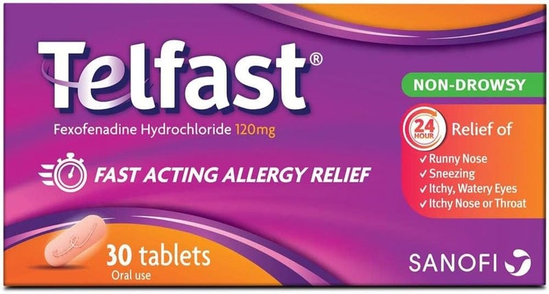 Telfast 120mg Non-Drowsy Allergy Relief - 30 Tablet